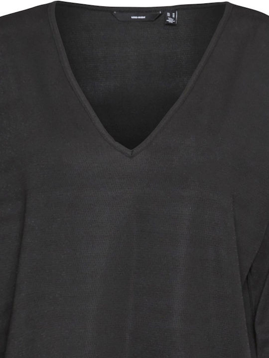Γυναικεία Μπλούζα με Μανίκι 3/4 & V Λαιμόκοψη Black Lurex