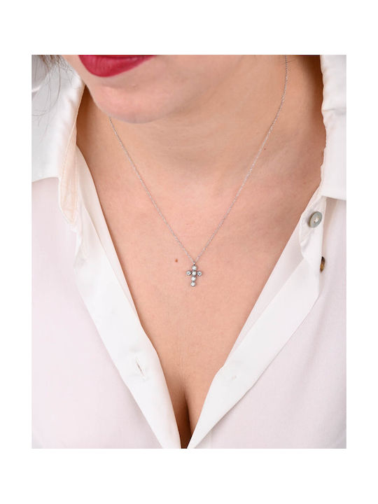 Soledor White Gold Cross 14K