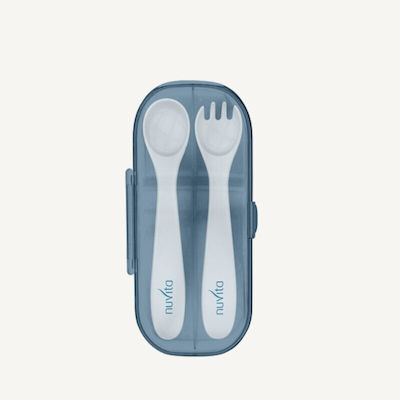 Nuvita Baby Set with Fork 8477 made of Plastic Pink