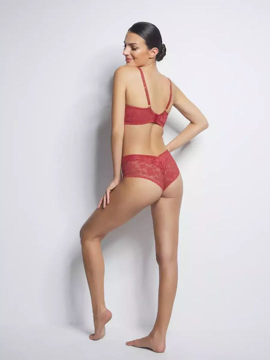 Bra without Padding Underwire Red