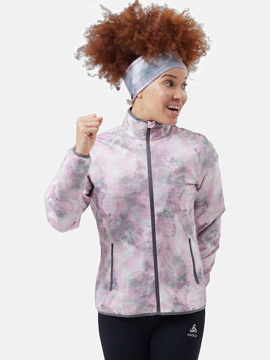 Jachetă Dama Essential Light Print Pentru Alergare Waterproof și Cu Protecție Împotriva Vântului Gri Deschis