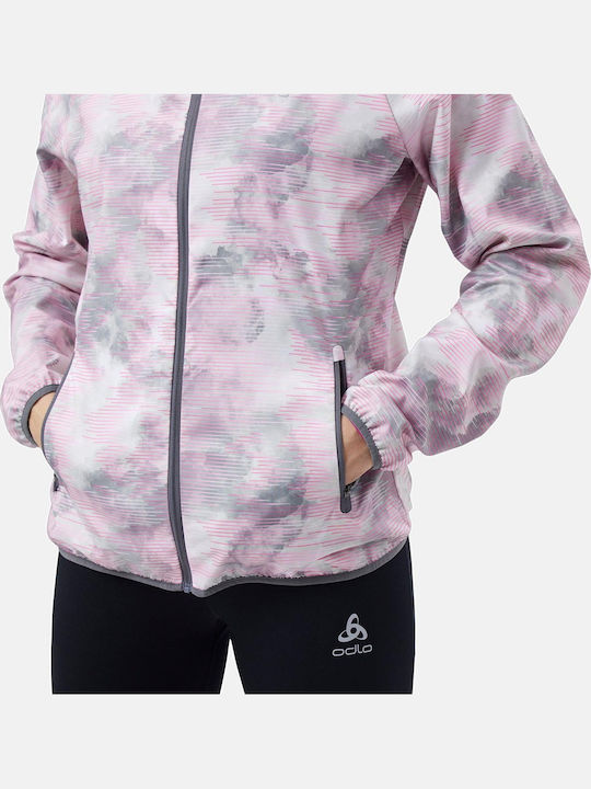 Jachetă Dama Essential Light Print Pentru Alergare Waterproof și Cu Protecție Împotriva Vântului Gri Deschis