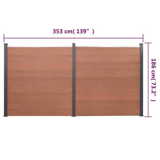 vidaXL Deck Περίφραξης Κήπου από WPC 186x353εκ. Καφέ