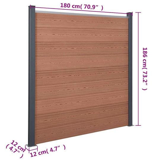 vidaXL Deck Περίφραξης Κήπου από WPC 186x353εκ. Καφέ