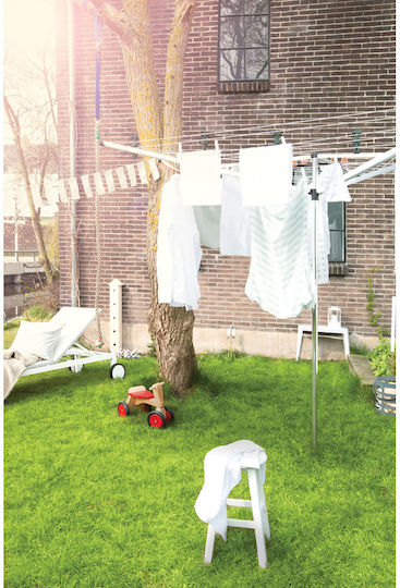 Brabantia Essential Folding Floor Clothes Drying Rack for Garden Made of Aluminum with 30m Hanging Length