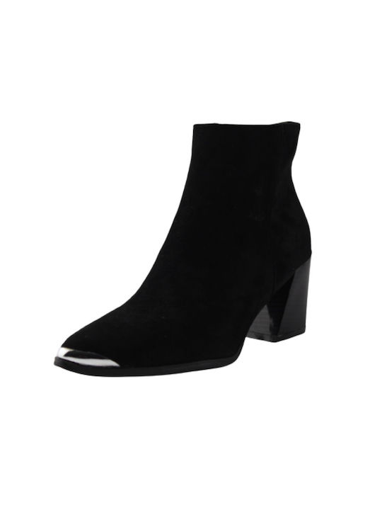 Plato Suede Women's Ankle Boots with Medium Heel Black