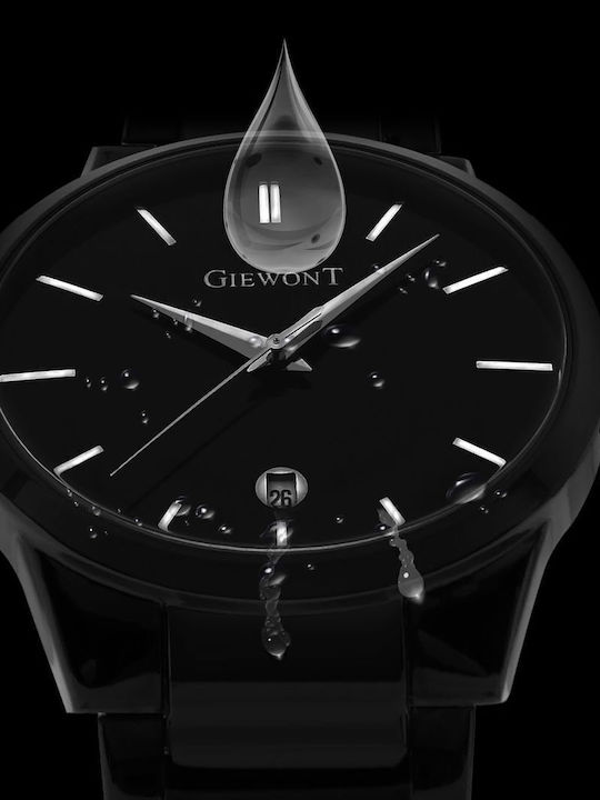 Giewont Herrenuhr Batterie mit Schwarz Metallarmband