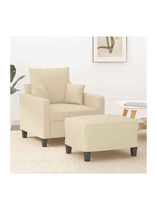 Sessel mit Fußhocker Cream 78x77x80cm