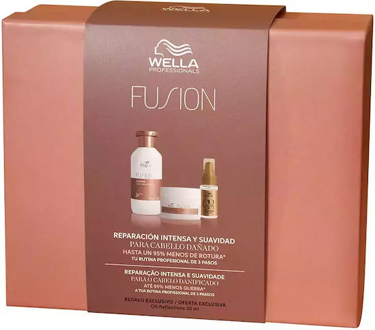 Wella Fusion Hair Care Set for Reconstruction & Nourishment for Damaged Hair with Shampoo 3pcs