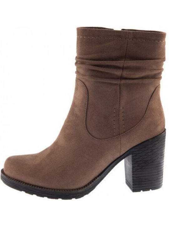 Seven Suede Women's Chelsea Boots with High Heel Brown