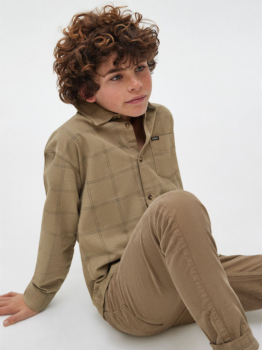 Mayoral Kids Checked Shirt Beige