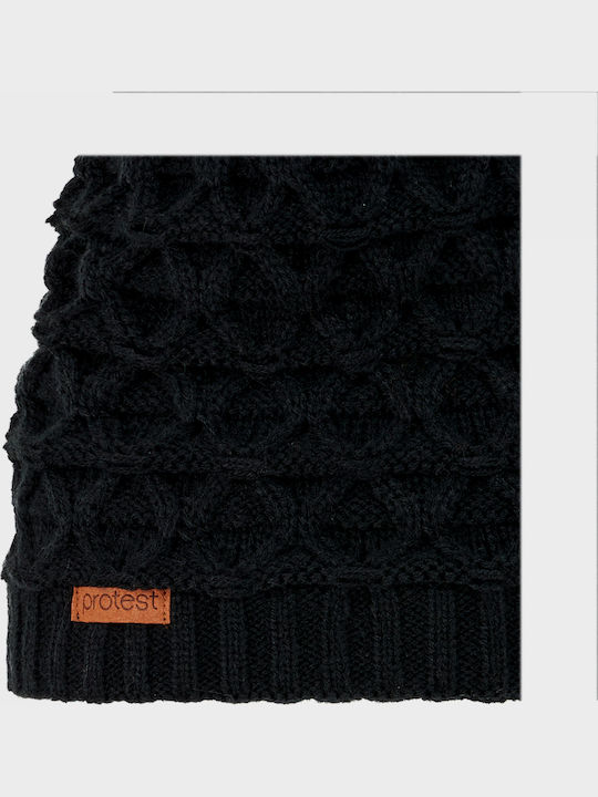 Pom Pom Beanie Fleece Beanie Knitted in Black color