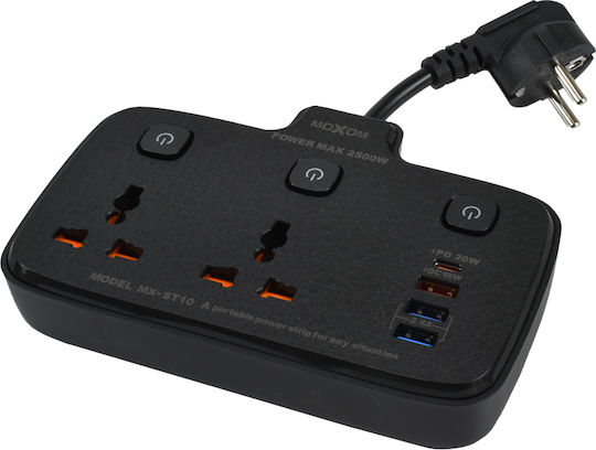 Moxom Power Strip with Surge Protection with USB-A, USB-C and Switch