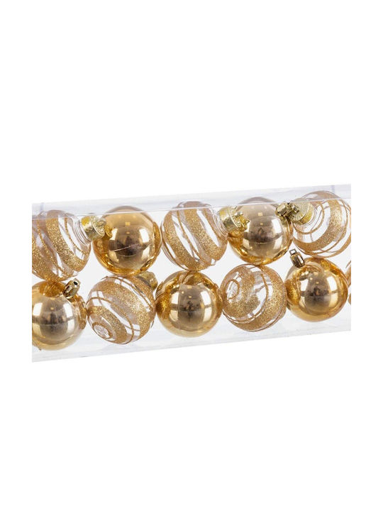 BigBuy Weihnachtshänger Kugel Ornament Plastik Gold 6cm Set 12Stück S8803783