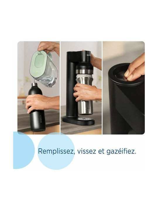 Brita Sodatrio Бутилка За Вода Стъклена С Винтов Капак Черна 1000ml