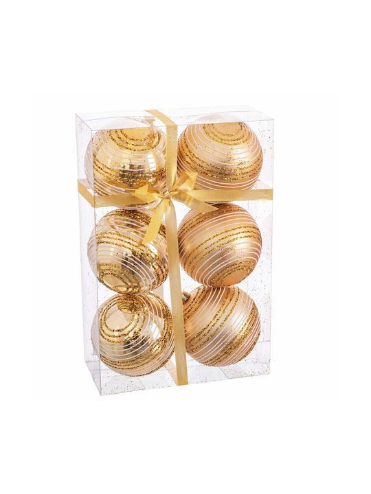 BigBuy Weihnachtshänger Kugel Ornament Plastik Gold 8cm S8803620