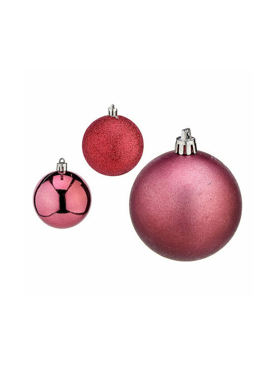 Krist+ Christmas Plastic Set Ornaments Pink 7cm 36pcs