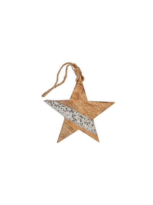 Krist+ Christmas Wooden Star Ornament Silver 2.5x17cm