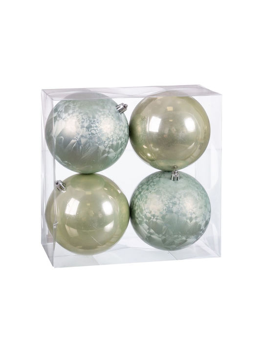 BigBuy Christmas Plastic Ball Ornament Green 10cm 4pcs