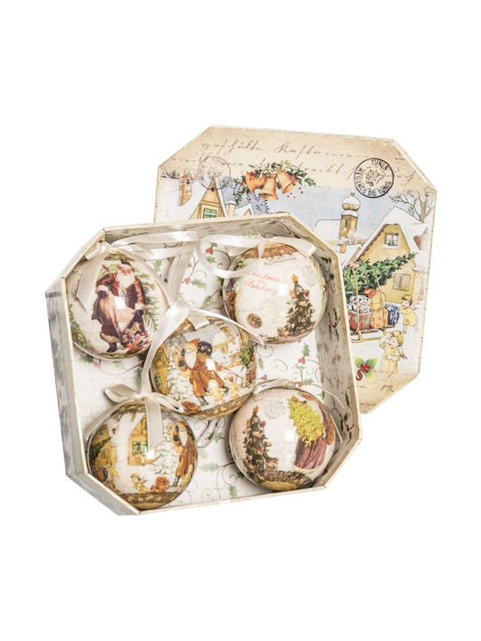 BigBuy Weihnachtshänger Kugel Ornament Papier Bunt 7.5cm Set 5Stück S8803505