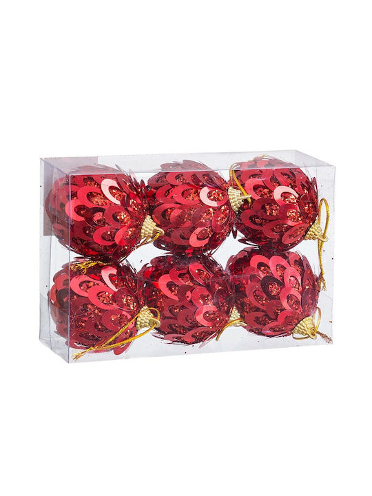 BigBuy Weihnachtshänger Kugel Ornament Plastik Rot 6cm S8804113