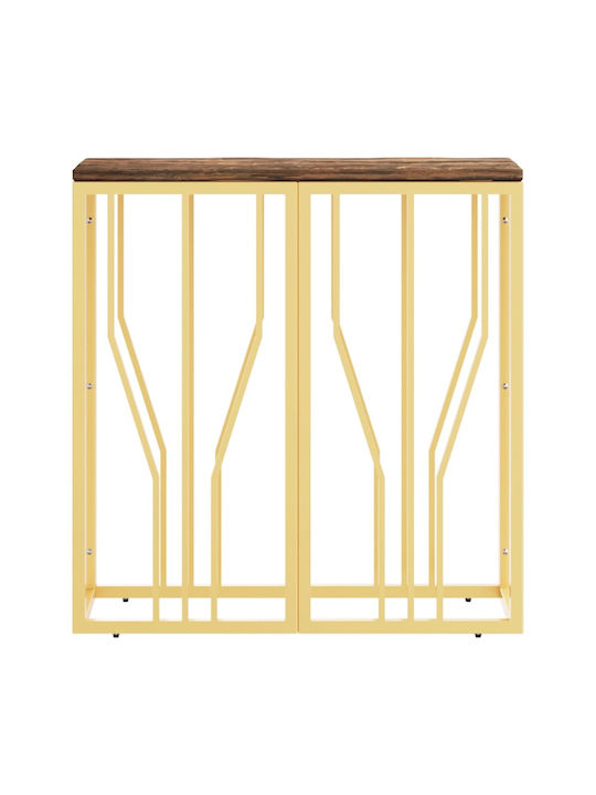 Solid Wood Console Table Gold L70xW30xH70cm