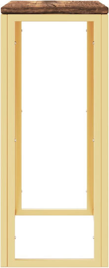 Solid Wood Console Table Gold L70xW30xH70cm