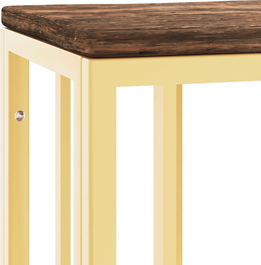 Solid Wood Console Table Gold L70xW30xH70cm