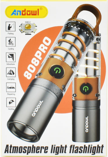 Andowl Wiederaufladbar Taschenlampe LED Grau