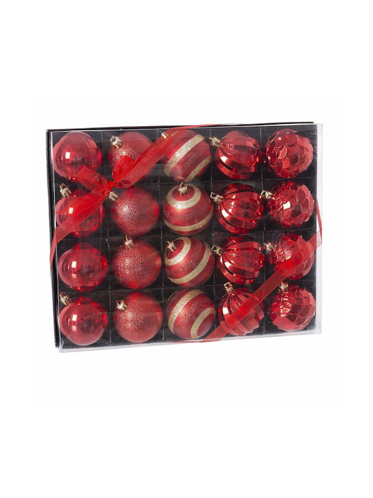 BigBuy Christmas Plastic Ball Ornament Red 6cm 20pcs