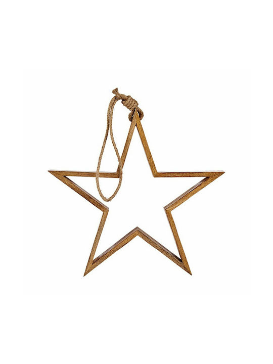 Hanging Ornament Star Wooden Brown 7x41.5cm