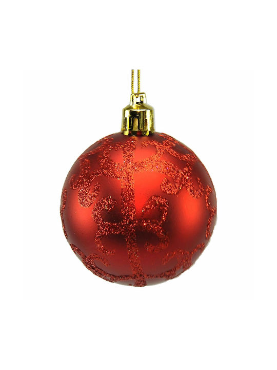 BigBuy Christmas Plastic Ball Ornament Red 6cm 12pcs