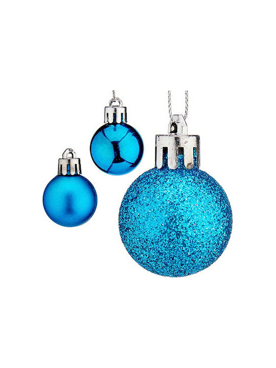 Krist+ Christmas Plastic Set Ornaments Blue 3cm 12pcs