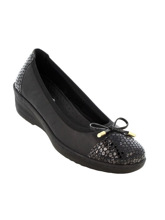 Emanuele Anatomic Leather Ballerinas Black