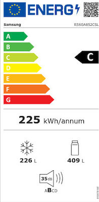 Samsung Ψυγείο Ντουλάπα NoFrost Υ178xΠ91.2xΒ73.5εκ. Inox