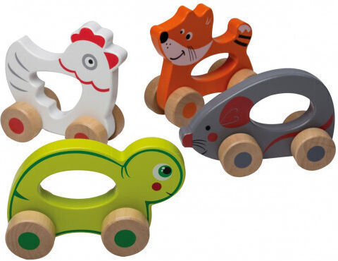 Joueco Push Along Animal made of Wood (Various Designs/Assortments of Designs) 1pc