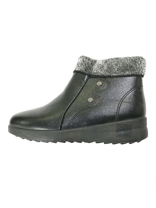 Ustyle Women's Ankle Boots Platform & Fur Black