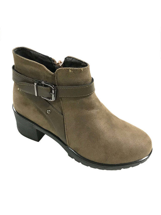 Women's Ankle Boots with Medium Heel Brown