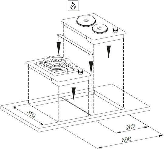 La Germania Natural Gas & Electric Cooktop Autonomous 64.5x51εκ. Silver