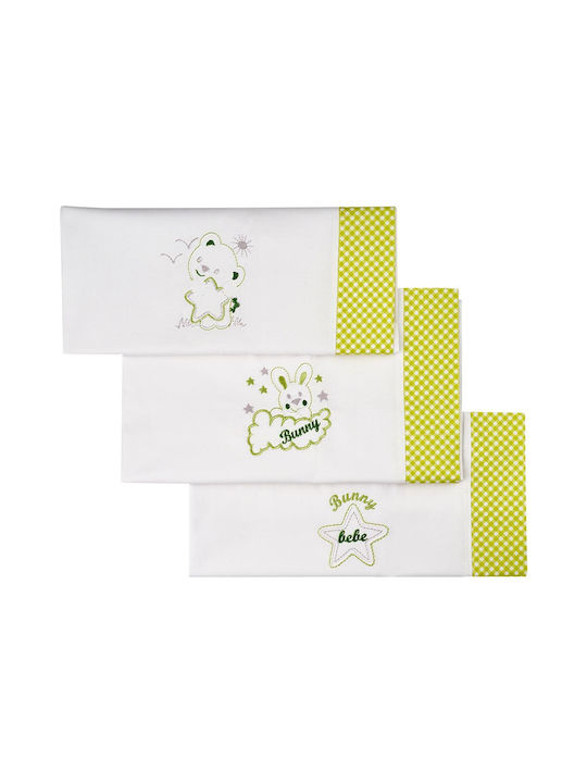 Bunny Bebe Baby Cotton Pillowcase Green 33x45cm