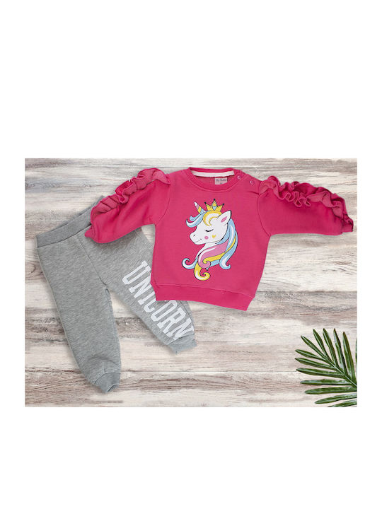 Babydom Kids Set with Pants Winter 2pcs fuchsia and grey