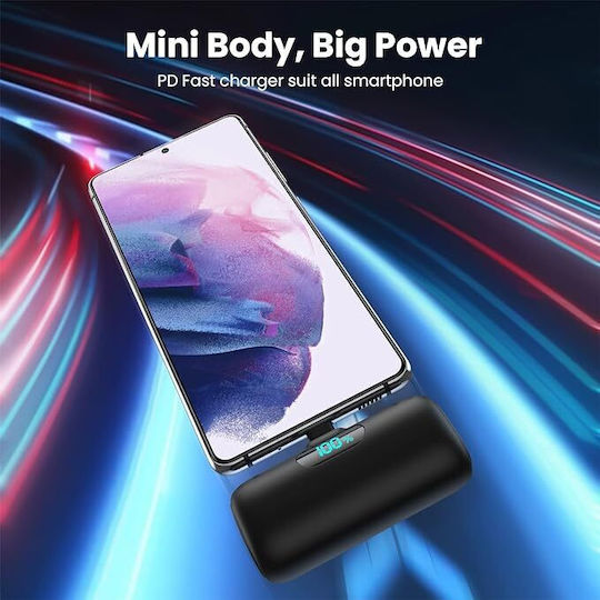 Portable K53-TYPE-C Power Bank 5000mAh 15W Power Delivery Μαύρο