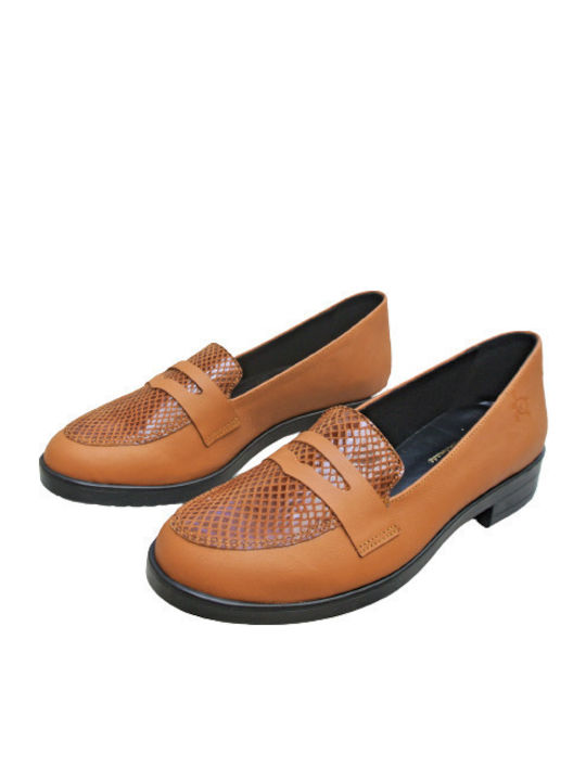 Leder Damen Loafers in Tabac Braun Farbe