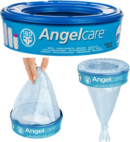 AngelCare Система за Изхвърляне на Пелени 3 Резервни Пълнителя Кош за Отпадъци от Пелени Бял 4 Бройки