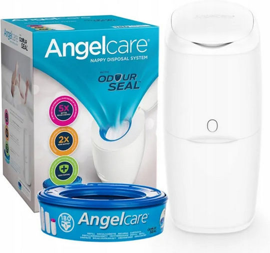 AngelCare Система за Изхвърляне на Пелени 3 Резервни Пълнителя Кош за Отпадъци от Пелени Бял 4 Бройки