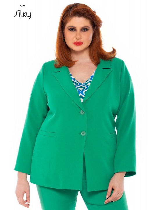 Silky Collection Blazer pentru femei Sacou Green