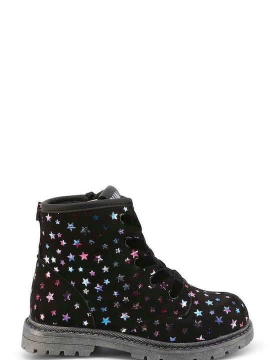 Shone Kids PU Leather Boots with Zipper Black