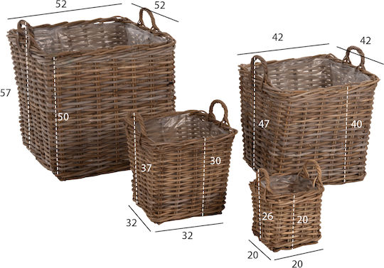 Freebox Rattan Decorative Baskets Set 4pcs Freebox Rattan Decorative Baskets Set 4pcs