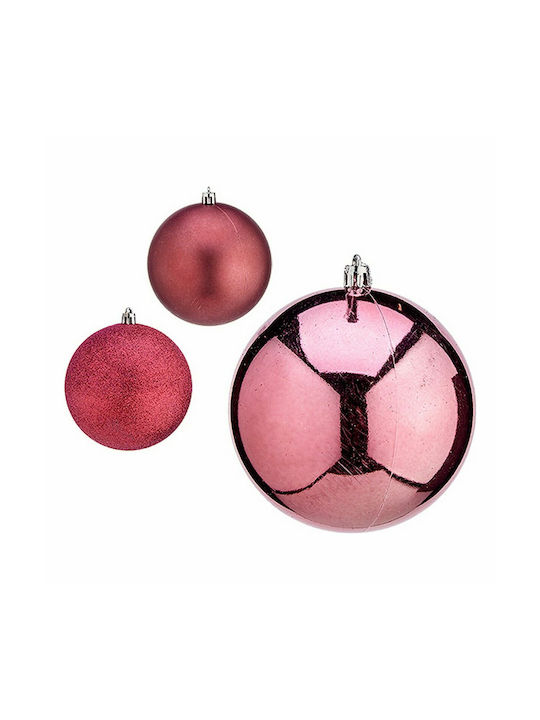 Krist+ Christmas Plastic Set Ornaments Pink 11x10cm 12pcs