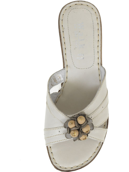 Walk In The City Anatomic Women's Leather Platform Wedge Sandals Beige